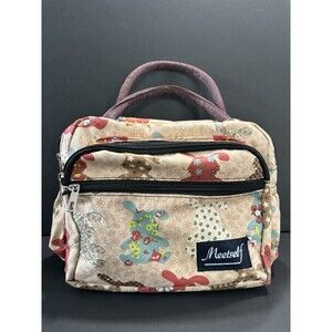 Meetself light pink/brown bunny pattern Handbag Tote Purse Mid Size